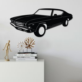 Wallity Chevrolet Chevelle SS 1969 Malibu Escultura de pared de metal